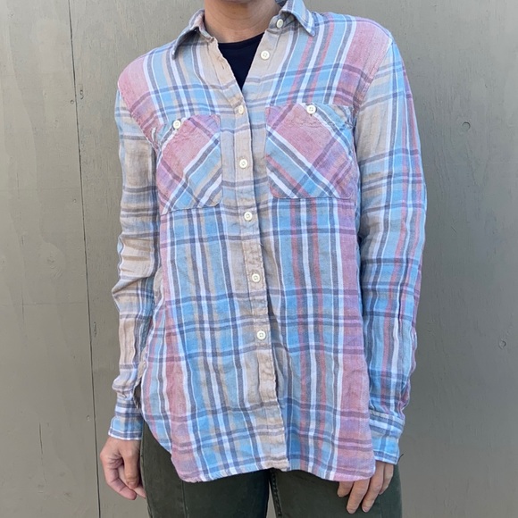 Ralph Lauren Pastel Plaid Button Down Shirt Blue - Picture 5 of 7